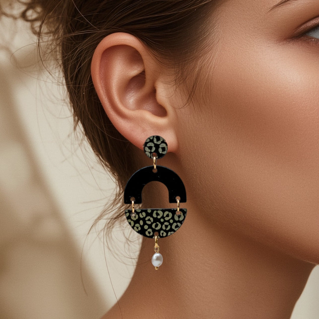 Sage - LEOPARD Statement met Zoetwaterparel Goud